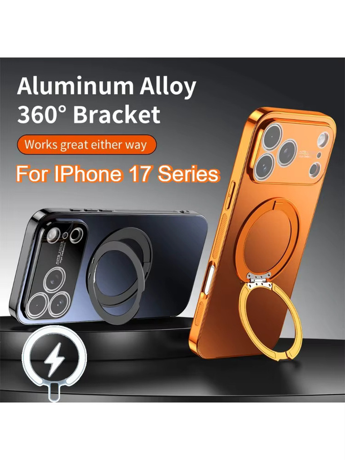 Stoßfeste MagSafe Handyhülle mit 360 Grad rotierendem Magnetring für iPhone 17 16 15 14 13 Pro Max Air in Schwarz Cyan und Orange - Bild 5
