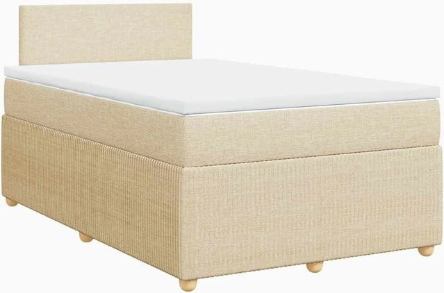 vidaXL Boxspringbett mit Matratze Hybrid-Design in Beige und Weiß, B/T: 120 x 200 cm - Bild 1