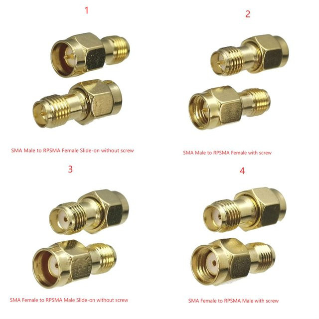 SMA zu RP-SMA Stecker Adapter Set, Koaxial-Konverter Männlich und Weiblich, Messing, Gold - Bild 1