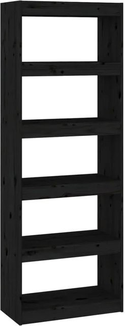 vidaXL Bücherregal und Raumteiler aus Massivholz Kiefer in Schwarz, B/T/H: 60 x 30 x 167,5 cm - Bild 1