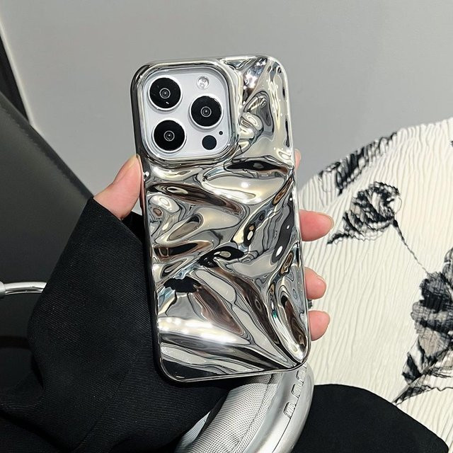 ianliyao Handyhülle mit 3D Wassermuster in Silber für iPhone 11 bis iPhone 17 Pro Max, stoßfeste Rückseite - Bild 1