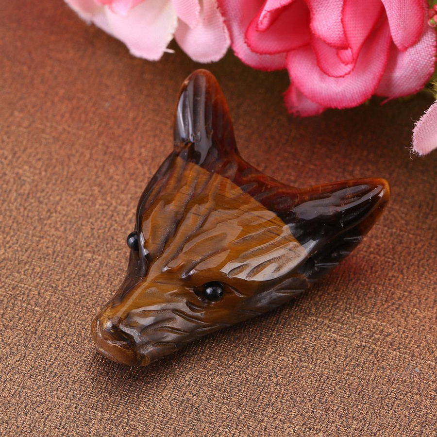 Anhänger Wolfskopf, Tigerauge, 4 cm - Bild 2