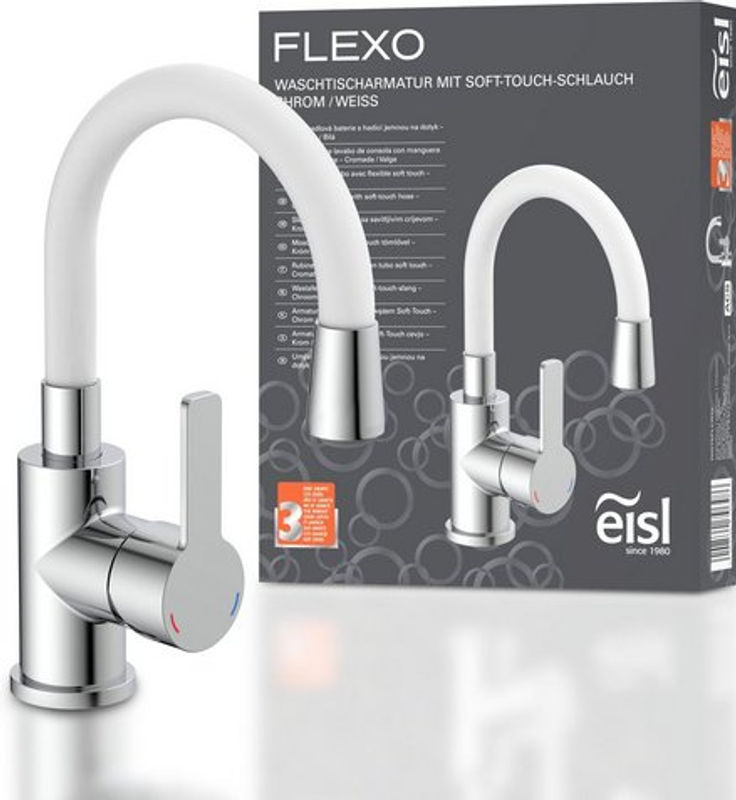 Eisl Waschtischarmatur Flexo mit biegbarem Auslauf in Chrom und Weiß - Bild 4