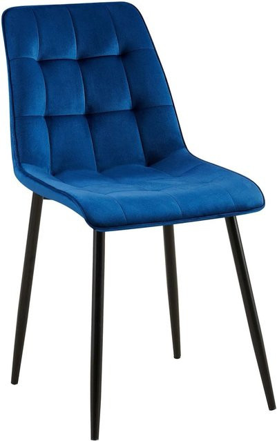 DELUKE Esszimmerstuhl DARID in Dunkelblau mit Samtbezug, B/T/H: 47 x 61 x 89 cm - Bild 1