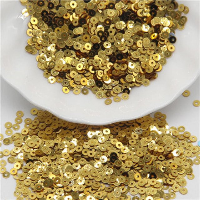 Chen-Wei Runde Pailletten in Gold für DIY-Handwerk und zum Nähen, 5mm, 1000 Stück - Bild 1