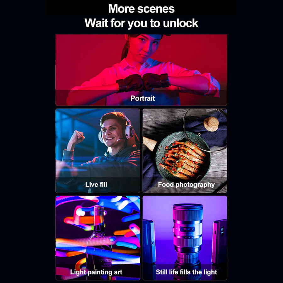 Andoer LED-Videoleuchte im Taschenformat mit Clip, dimmbar, 2500 K – 9000 K, 3000 mAh Akku, Schwarz - Bild 5