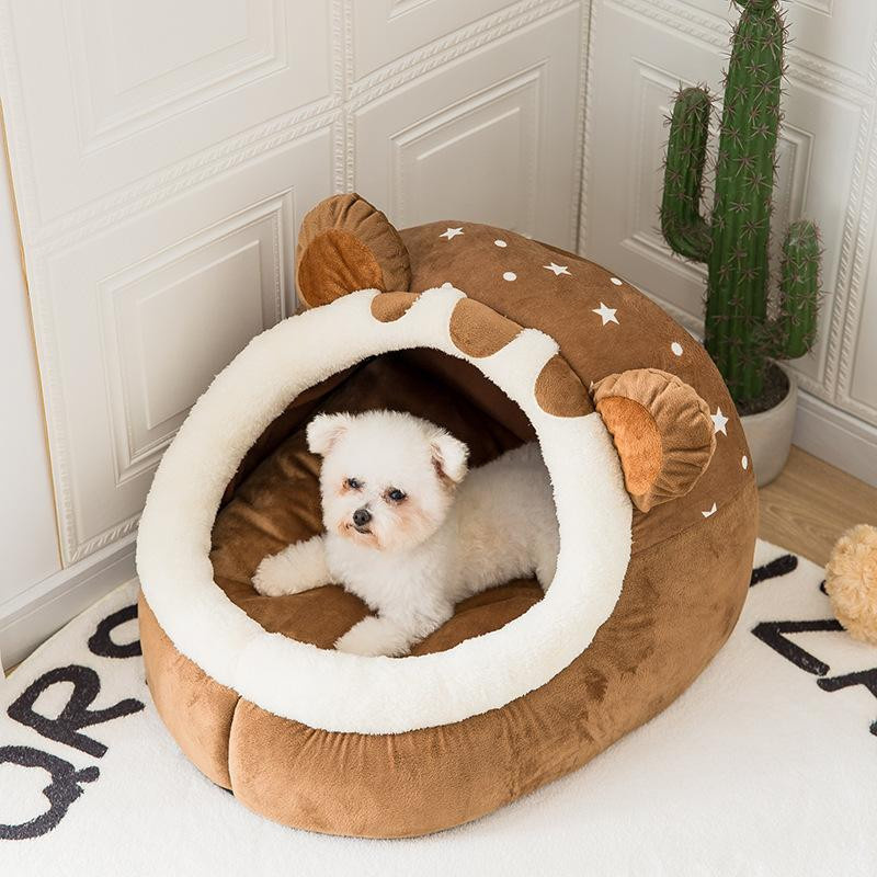 S-Pet Faltbares Haustierhaus aus 100% Baumwolle in Braun für Hunde und Katzen, 2,5 kg - Bild 2