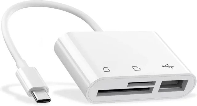 Ninth World USB-C Kartenleser mit TF SD Compact Flash Unterstützung für iPad Pro, Huawei und MacBook, Schwarz oder Weiß - Bild 1