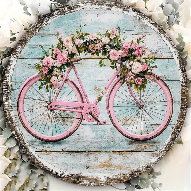 HELLOYOUNG Retro-Wandschild rund mit floralem Design in Multicolour, Durchmesser: 20 cm - Bild 1