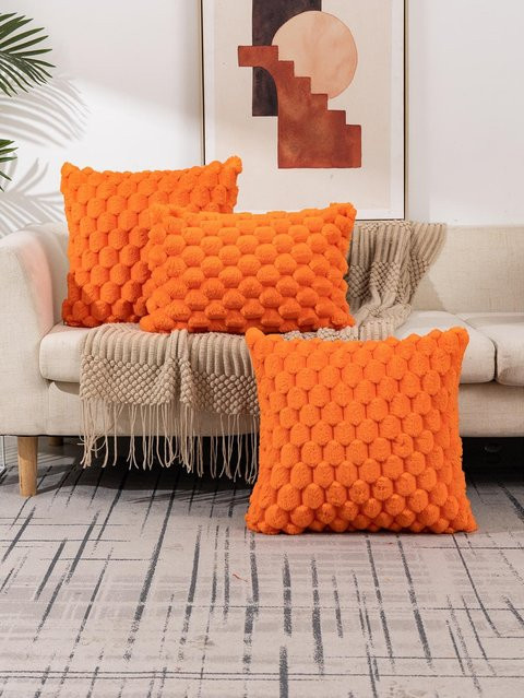 Quadratischer Kissenbezug im Boho-Stil von JMG Clothing mit Schildkrötenmuster aus Plüsch, Farbe Orange, B/T: 40 x 40 cm - Bild 1