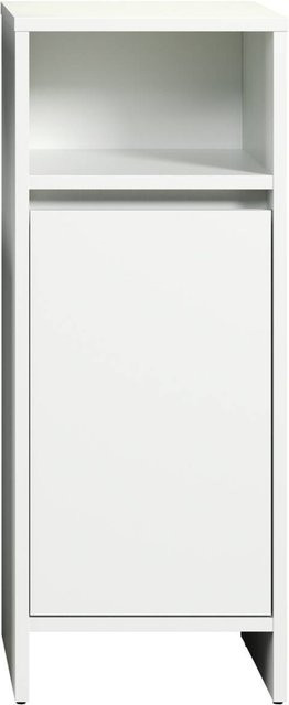 Stauraumelement Trendteam Basix in Weiß und Grau matt mit Türen und offenen Regalfächern, B/H/T: 32 x 81 x 28 cm - Bild 1