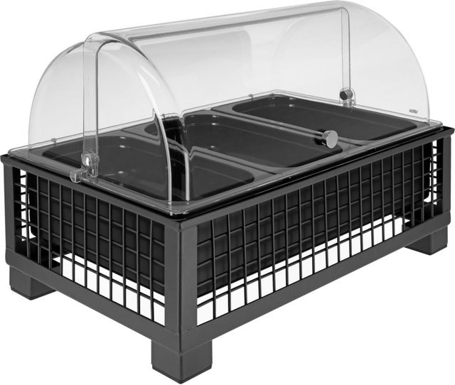 VEGA Buffetvitrine Portland hoch, Melamin, anthrazit/transparent/weiß, B/T/H: 35,2 x 55,4 x 33,7 cm - Bild 1