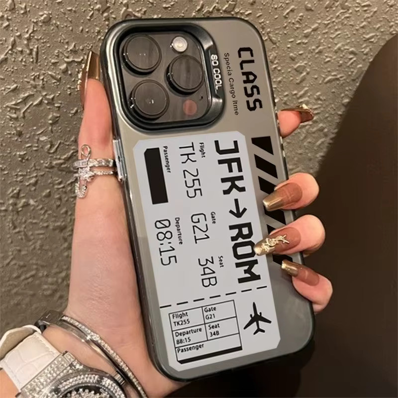 Stoßfeste Handyhülle im Flugzeug Ticket Design für iPhone 11 12 13 14 15 Pro Max XS X XR 7 8 Plus SE 2020 mit galvanisierter Oberfläche - Bild 2