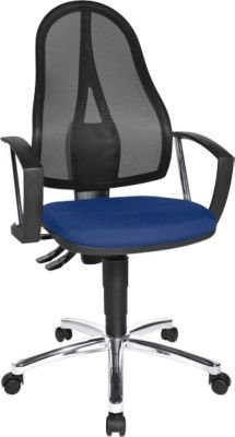 Topstar Bürostuhl Point Net mit Armlehnen und verstellbarem Netzrücken in Blau, B/T/H: 66 x 66 x 110 cm - Bild 1