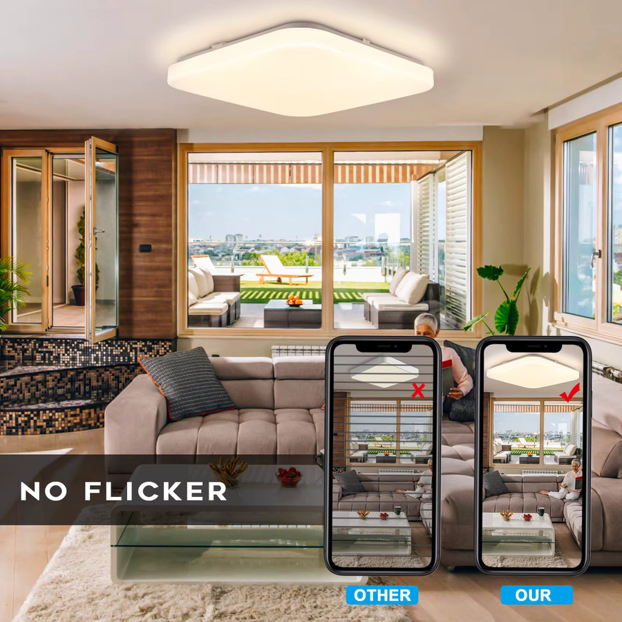 LEOEU LED Smart Deckenleuchte in Weiß mit Fernbedienung, 24W, dimmbar 3000-6500K mit Nachtlichtmodus für Wohnzimmer, Schlafzimmer und Büro - Bild 3