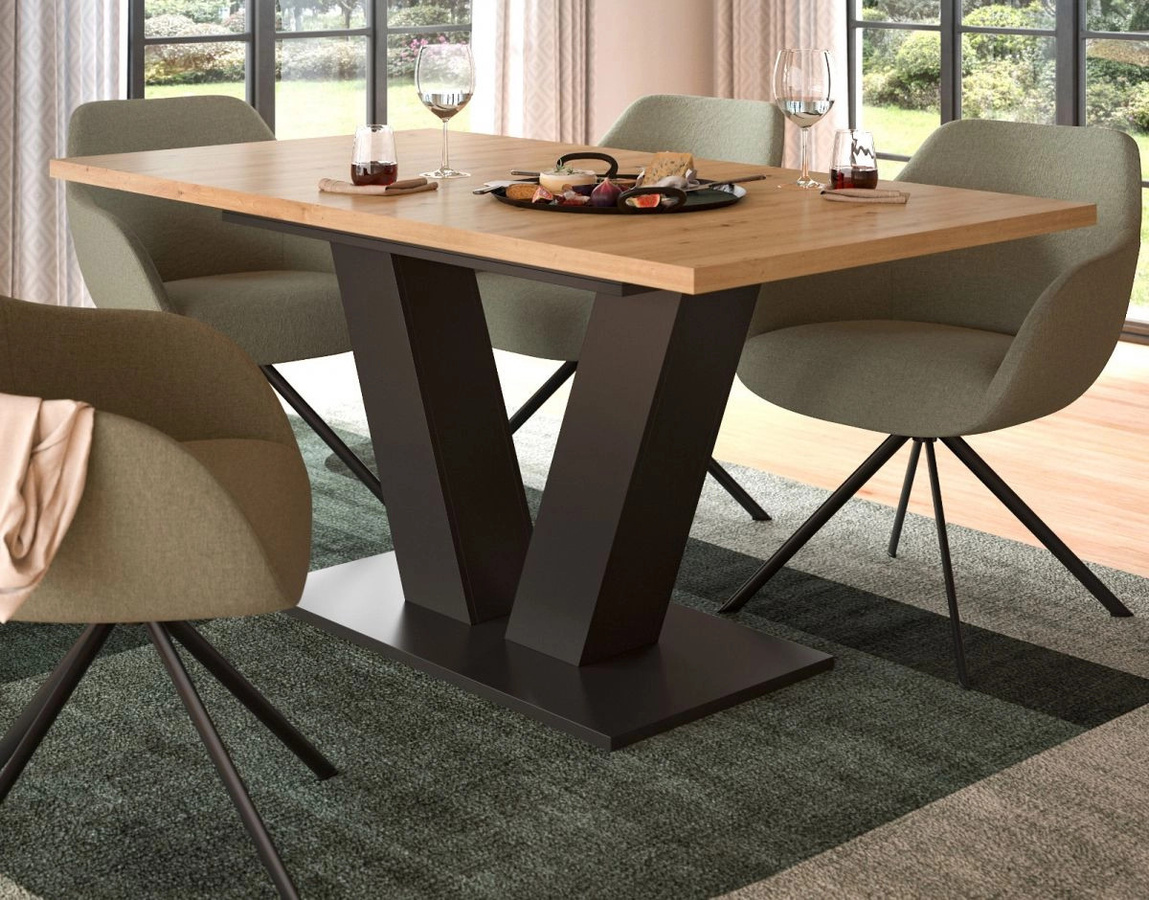 Ausziehbarer Esstisch Inn.Furn in Eiche und Grau, Rechteckig, Modern - Bild 2