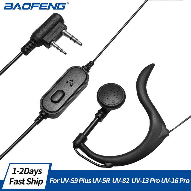 Baofeng PTT Mic In-Ear Kopfhörer Headset für Walkie Talkie in Schwarz - Bild 1