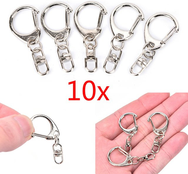 Schlüsselanhänger Metall, C-Schnalle Drehverschluss, Silber, Unisex - Bild 1