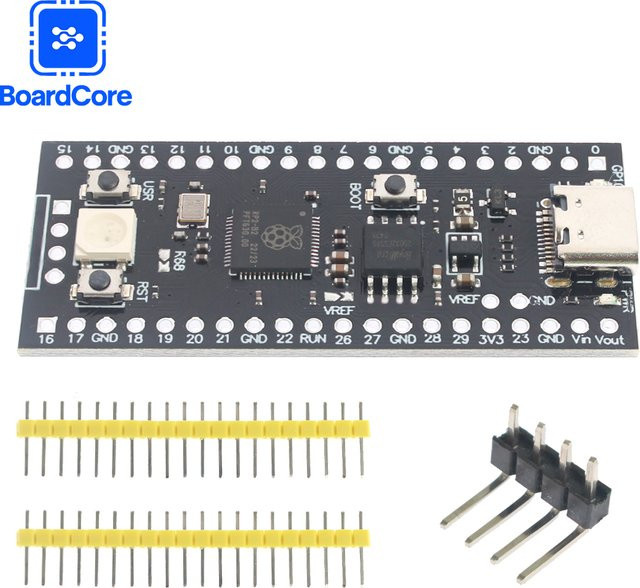 RP2040 Core Board mit USB-C Anschluss, 4 MB Speicher, kompatibel mit Raspberry Pi Pico und MicroPython, Schwarz - Bild 1