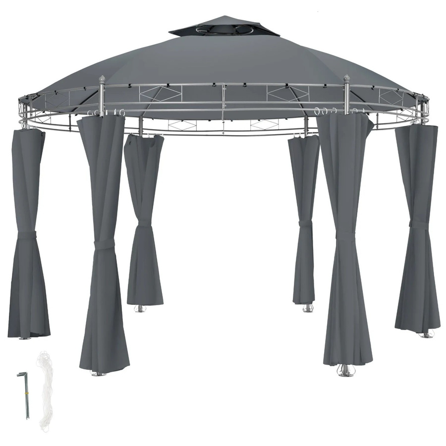tectake Gartenpavillon Siana Anthrazit B/T/H: 350 x 350 x 280 cm - Bild 2