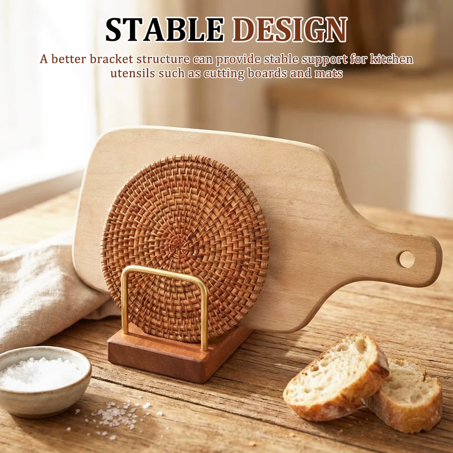 Willstar Topfdeckelhalter und Schneidebrett-Organizer mit Holzsockel in Gold - Bild 2