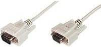 DIGITUS Serielles Datatransfer Verlängerungskabel D-Sub9 Stecker auf D-Sub9 Buchse in Weiß oder Beige, 2,0 m - Bild 1
