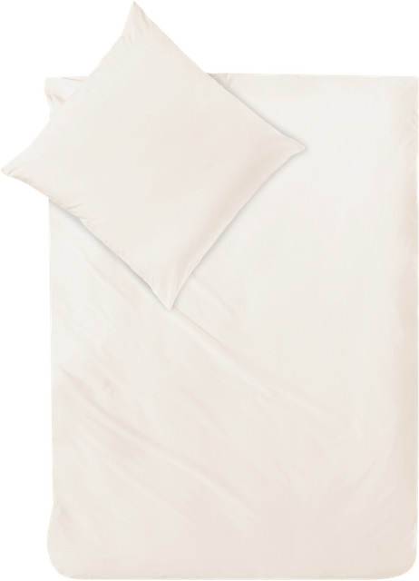 Decoper Mako-Satin Bettwäsche-Set aus 100% Baumwolle in Beige, bestehend aus Bettdeckenbezug (Breite: 135 cm, Länge: 200 cm) und Kopfkissen (Breite: 80 cm, Länge: 80 cm) - Bild 1