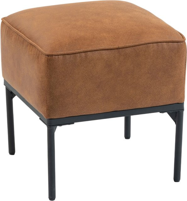 HOMCOM Fußhocker Marrón mit PU-Bezug und Stahlbeinen, moderner gepolsterter Hocker für Wohnzimmer und Schlafzimmer - Bild 1