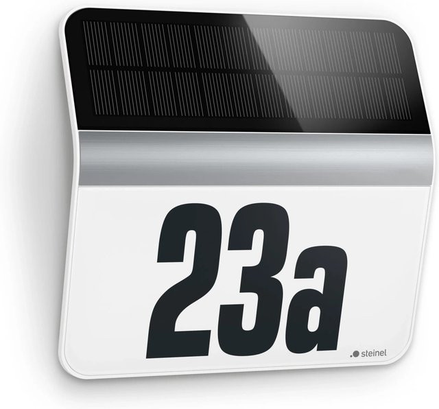 Steinel XSolar LH-N Solar-Hausnummernleuchte aus Edelstahl in Silber mit LED und Dämmerungssensor, Kaltweiß 4000K, IP44 - Bild 1