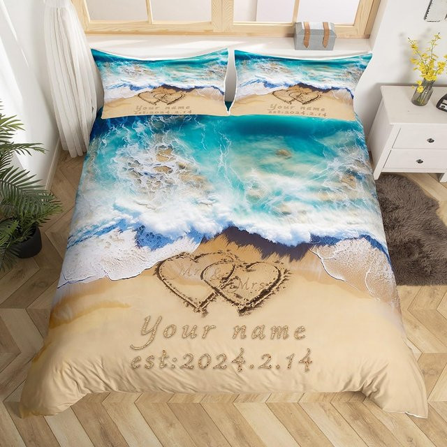 Personalisierte Bettwäsche mit Namen von Lodestar, blaues Bettwäsche-Set aus Mikrofaser bestehend aus Bettbezug und Kissenbezug, B/H: 135 x 200 cm - Bild 1