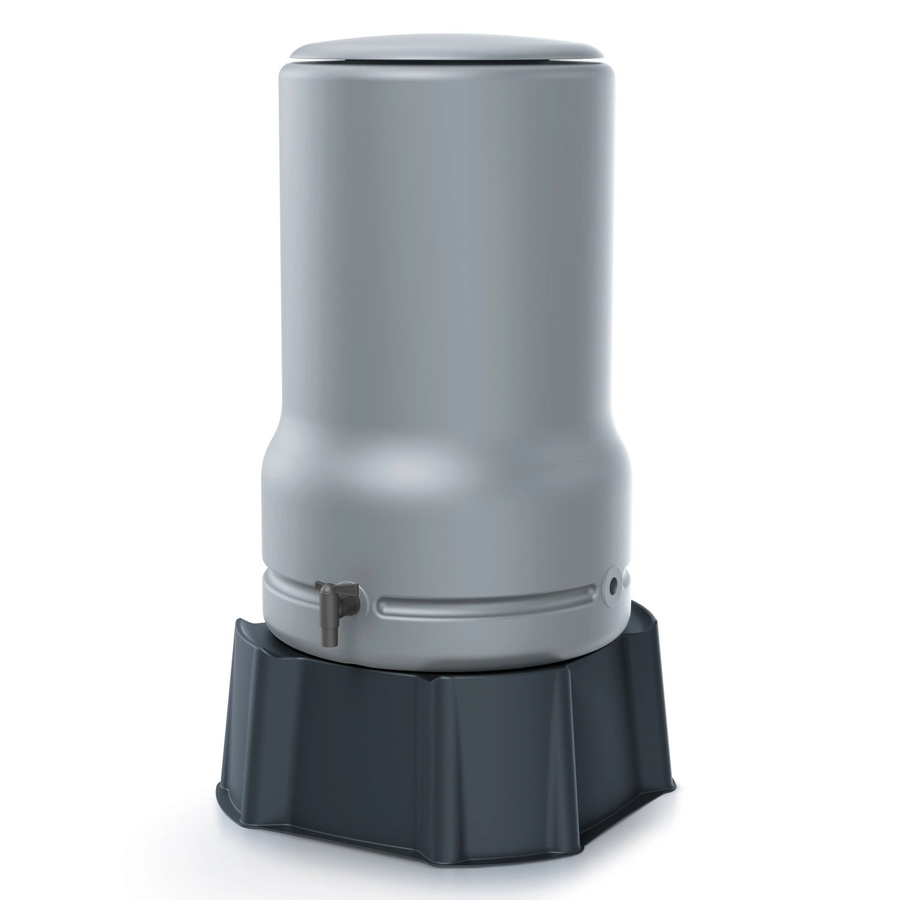 PROSPERPLAST Regentonnenset Waterform Aquabell in Grau mit Unterstand IBAS4, Wasserhahn ITAP2 und abnehmbarem Deckel, 110 l - Bild 2