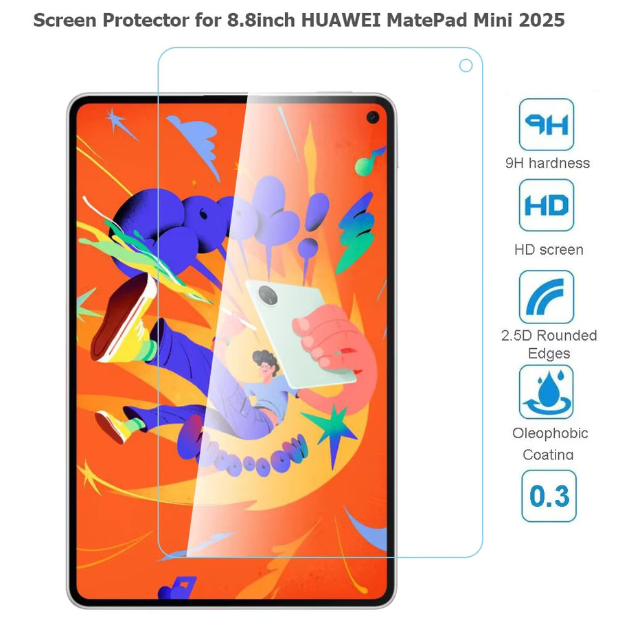 2er-Set gehärtete Glas Displayschutzfolie für Huawei MatePad Mini 8,8 Zoll 2025 MLR-AL10 MLR-AL00, transparent und kratzfest - Bild 3