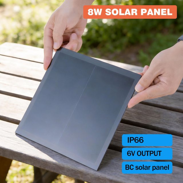 iXSolarleap 8W Solarpanel 6V Monokristallin Schwarz Hocheffizientes Photovoltaik-Solarmodul für Außenkameras - Bild 1