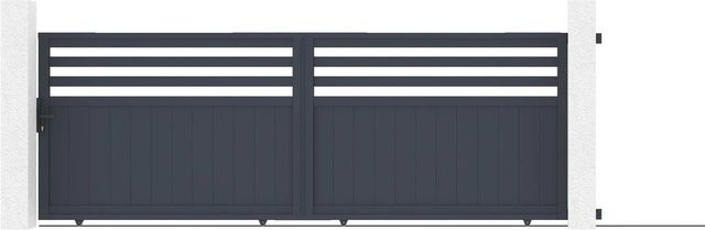 Casanoov Elektrisches Schiebetor Nevis aus Aluminium in Grau inklusive Schiebetorantrieb Ranger C300, B/H: 400 x 140 cm - Bild 1