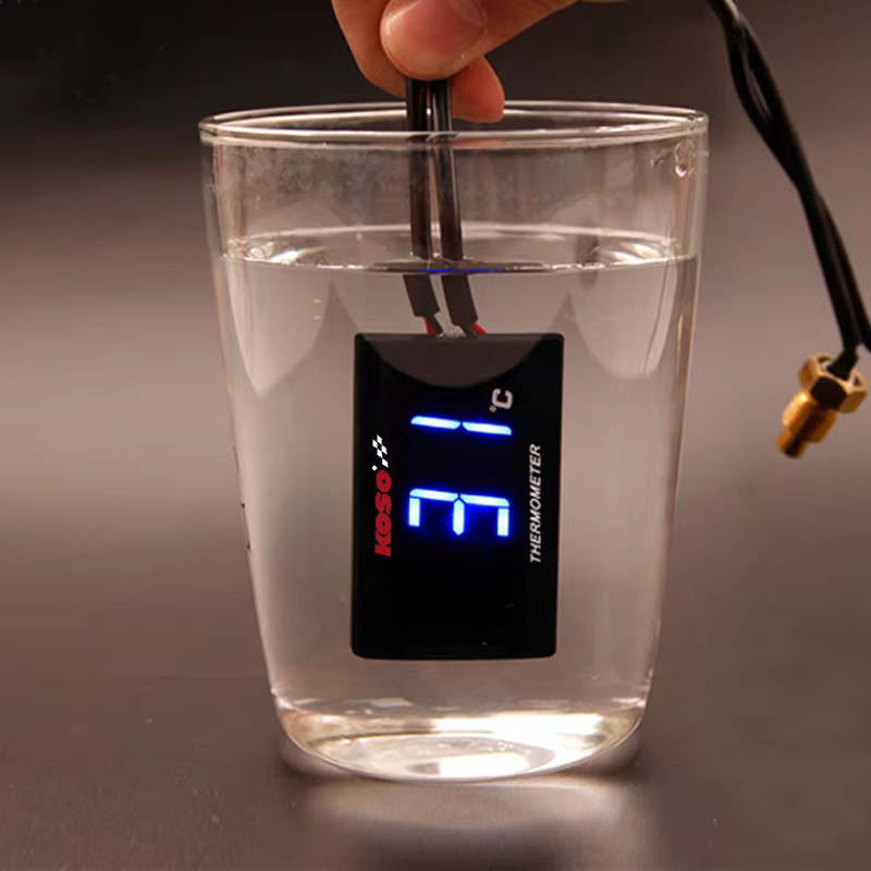 KOSO Motorrad Wassertemperatur-Minimessgerät mit digitalem LCD-Bildschirm und Sensor in Schwarz - Bild 3