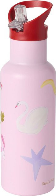 Studio Noos Edelstahl-Trinkflasche mit Strohhalm, Pink, 500 ml - Bild 1