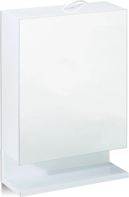 Relaxdays Badspiegelschrank aus Stahl in Weiß mit Steckdose und Glastüren, B/H/T: 55 x 35 x 12 cm - Bild 1