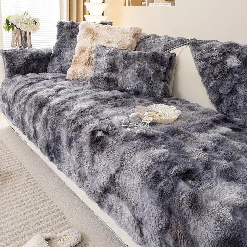 Rutschfeste Plüsch-Sofamatte aus Kaninchenfell von Your Warm Home, weiche Sofadecke für das Wohnzimmer, Breite: 70 cm, Tiefe: 120 cm - Bild 1