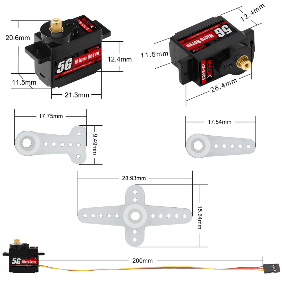 NEEBRC Digital Servo, Kunststoff Metall Getriebe, 2/4-teiliges Set - Bild 5