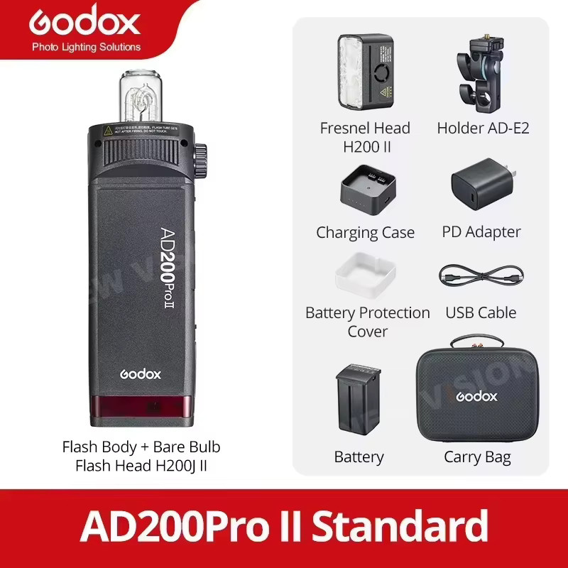 Godox AD200PRO II Taschenblitz Schwarz mit TTL HSS und 2.4G Kompatibilität für Nikon Canon Sony Fuji Olympus - Bild 4