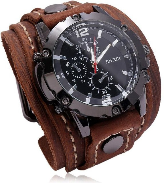 idealife Armbanduhr, Quarz, Leder, Schwarz, Unisex - Bild 1