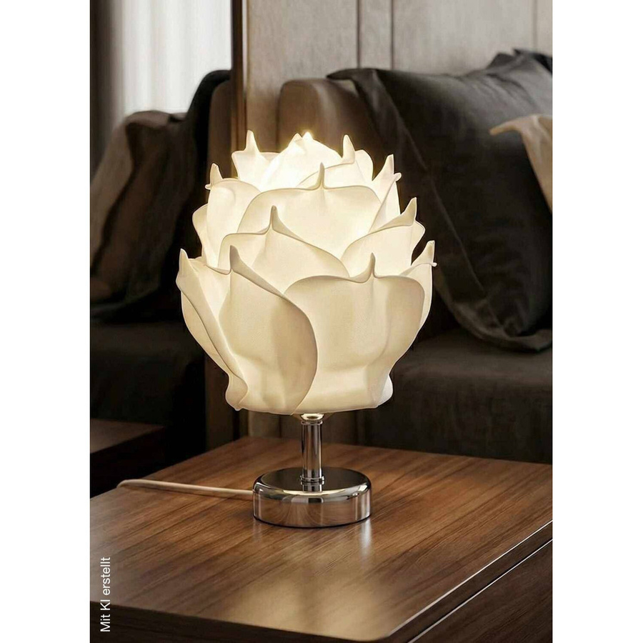 Opviq Tischleuchte aus Metall in Weiß und Silber, modernes Design für das Wohnzimmer, B/H/T: 24 x 30 x 24 cm - Bild 3