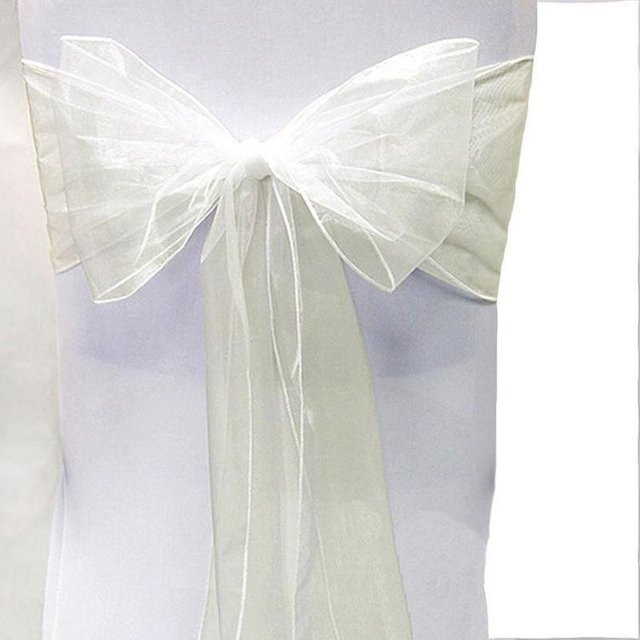LOULOUAVO Organza Stuhlbezug mit Schärfe in Beige für Hochzeiten und Bankette, 50 Stück - Bild 1