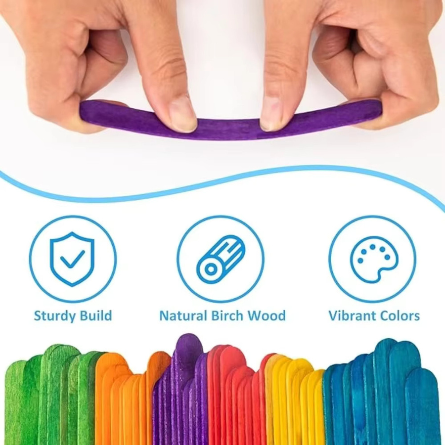 Bunte Holz-Eis am Stiel zum Basteln für DIY-Projekte und Harzformen, braun und mehrfarbig - Bild 2