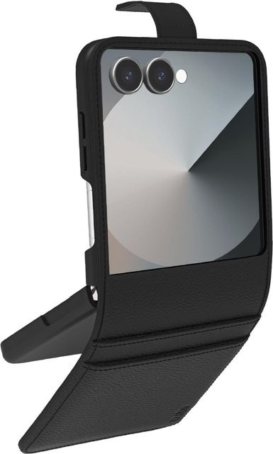 Samsung Flipcase mit Magnetverschluss und Kartenhalter für Samsung Z Flip 7, Schwarz und Transparent - Bild 1
