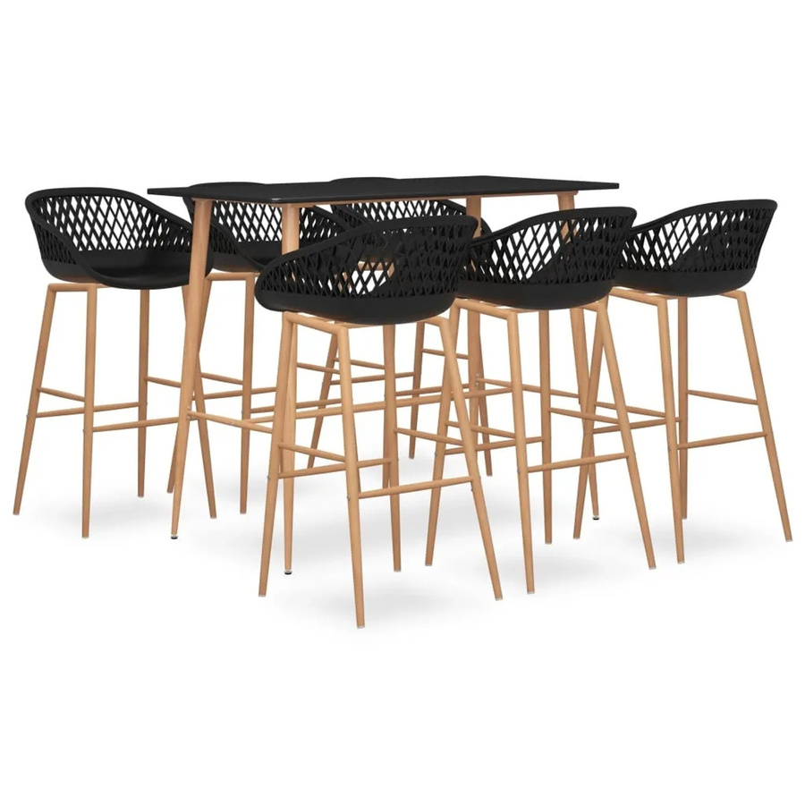 vidaXL 7-tlg. Bar-Set Modell 13 in Schwarz für Bars, Pubs und Restaurants - Bild 2