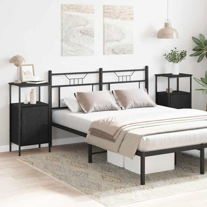 Vidaxl Set 2 Nachttische Modern Landhaus in Schwarz Eiche, B/T/H: 41 x 31 x 80 cm - Bild 1