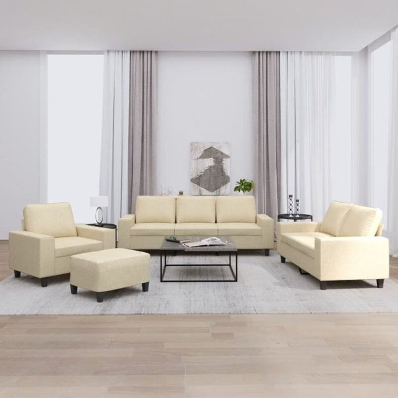 4-tlg. Sofagarnitur Vidaxl in Beige aus Stoff und Metall im modernen Design - Bild 1
