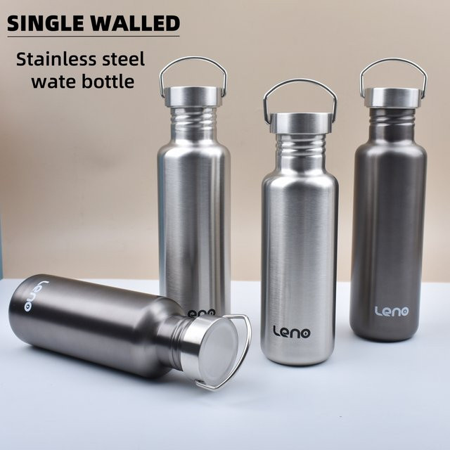 Leno Edelstahl-Wasserflasche in Grau mit Schraubverschluss, 600 ml oder 800 ml Fassungsvermögen - Bild 1