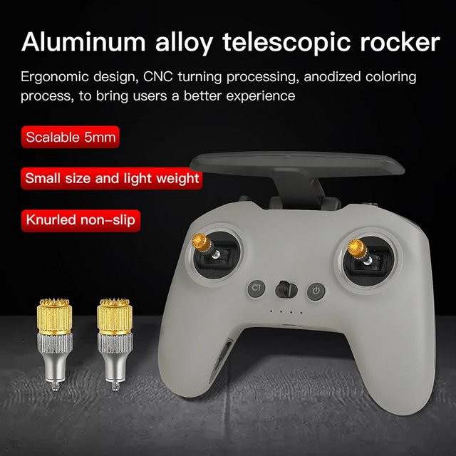 RadioMaster Pocket FPV-Fernbedienung Joystick-Hebel Set, 2 Stück rutschfeste Gimbal-Stick-Enden in Gelb und Gold - Bild 1